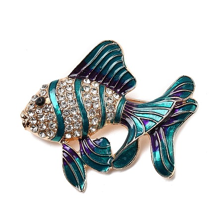 Ocean Theme Alloy Rhinestone Lapel Pins for Backpack Clothes for Clothes JEWB-F042-05C-G-1