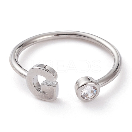 Brass Micro Pave Clear Cubic Zirconia Cuff Rings RJEW-Z005-G-P-1