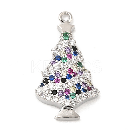 Rack Plating Brass Pave Cubic Zirconia Pendants KK-R150-07P-1
