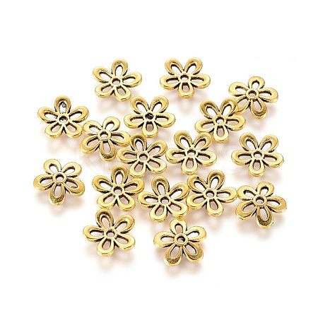 5-Petal Tibetan Style Alloy Flower Bead Caps LS-TIBEB-1064-AG-LF-1