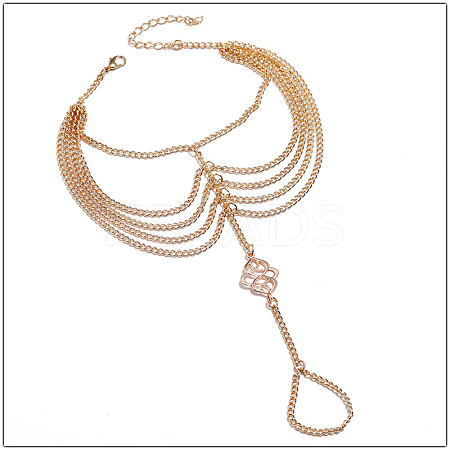 Auspicious Cloud Alloy Curb Chain Multi-Layered Tassel Toe Ring Anklets for Women FS-WG4B6F6-01-1