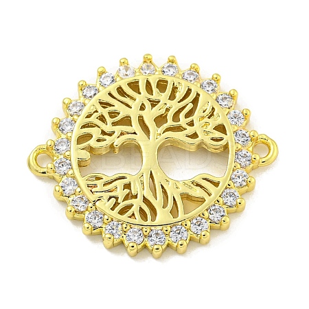 Rack Plating Brass Micro Pave Cubic Zirconia Tree of Life Links KK-B091-45G-1