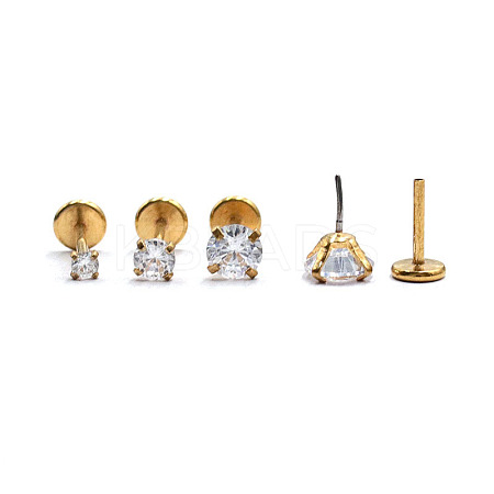 Stainless Steel Clear Cubic Zirconia Threadless Labret Stud WG18B1C-04-1