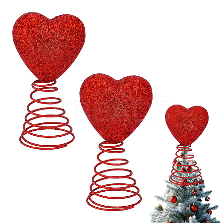 Christmas Themed PVC Treetop Heart Ornament with Spring AJEW-WH0070-63-1