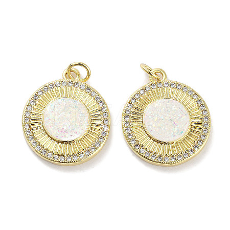 Brass Micro Pave Clear Cubic Zirconia Pendants KK-L213-041G-02-1