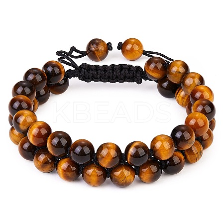 Natural Tiger Eye Braided Bead Bracelet BJEW-SW00001-11-1