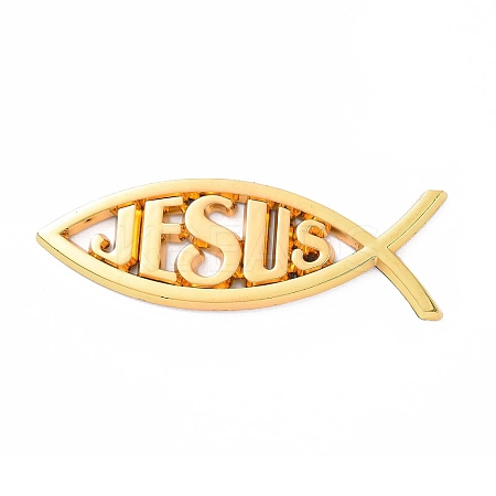 (Defective Closeout Sale: Scratched)Waterproof 3D Jesus Fish ABS Plastic Self Adhesive Stickers AJEW-XCP0002-02-1