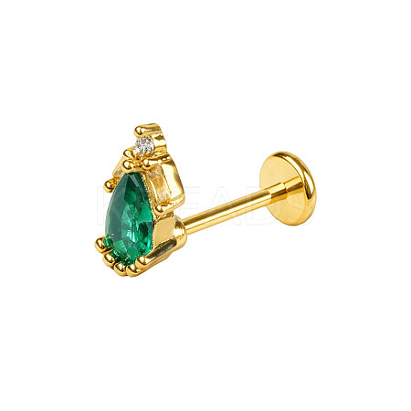316L Surgical Stainless Steel Pave Green Cubic Zirconia Cartilage Earrings FS-WGC0A44-10-1