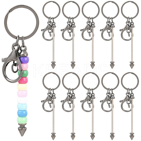10Pcs Alloy Bar Beadable Keychain for Jewelry Making DIY Crafts KEYC-YW0001-29B-1