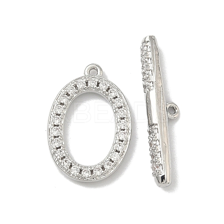 Oval Brass Micro Pave Clear Cubic Zirconia Toggle Clasps KK-G548-25P-1