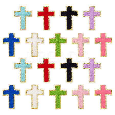 18Pcs Cross Towel Embroidery Style Cloth Iron on/Sew on Patches DIY-WH0504-819-1