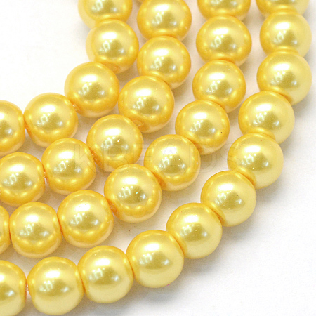 Baking Paint Pearlized Glass Pearl Round Bead Strands HY-Q003-10mm-67-1