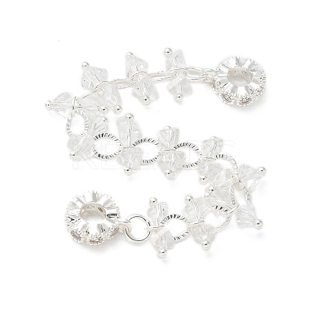 Brass Clear Cubic Zirconia Chain Tassel European Safety Chain Charms KK-A236-06S-01-1