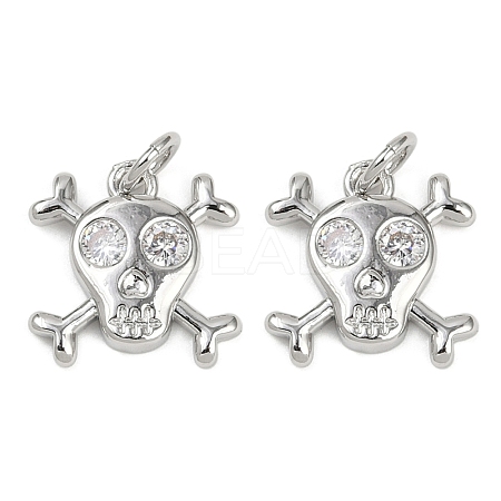 Brass Micro Pave Clear Cubic Zirconia Pendants KK-L231-10P-1
