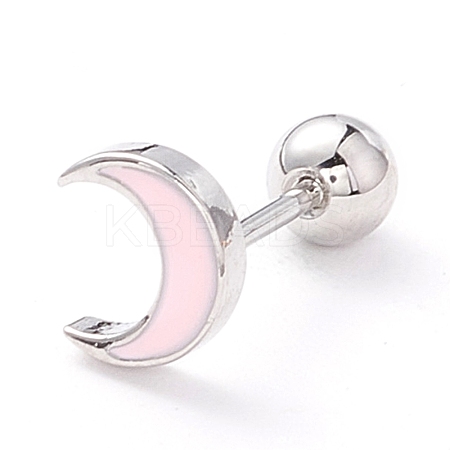 Moon Enamel Stud Earrings EJEW-A065-12P-1