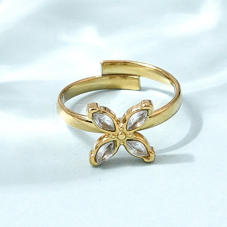 304 Stainless Steel Cubic Zirconia Finger Rings RJEW-C169-01G-03-1