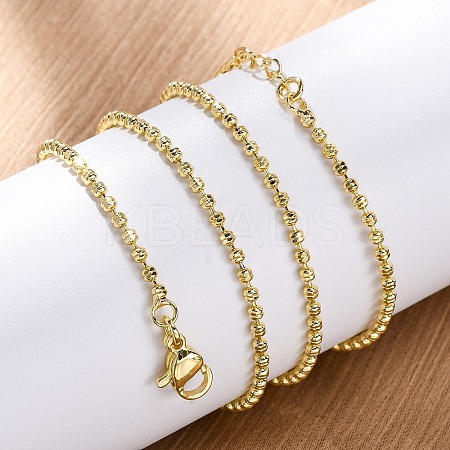 Brass Rondelle Link Chain Necklaces for Women NJEW-K282-04G-1