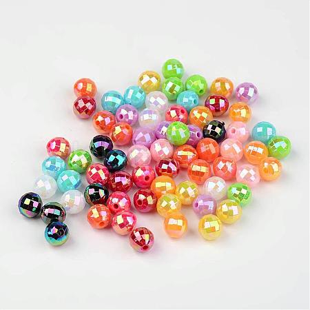 Faceted Colorful Eco-Friendly Poly Styrene Acrylic Round Beads SACR-K001-6mm-M-1