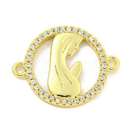 Rack Plating Brass Micro Pave Clear Cubic Zirconia Links KK-B091-23G-1