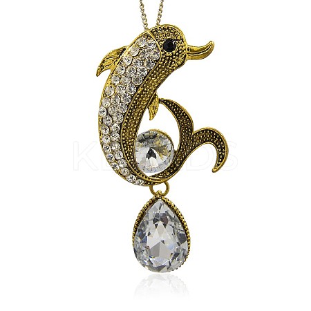 Alloy Rhinestone Big Pendants TIBE-M001-140AG-1