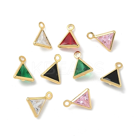 Brass with Cubic Zirconia and Glass Pendants KK-Z136-28G-1