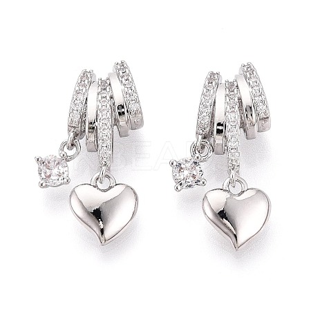 Brass Micro Pave Clear Cubic Zirconia Pendants KK-T075-88P-1
