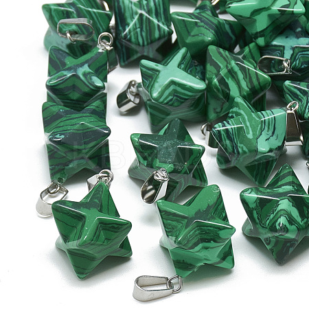 Synthetic Malachite Pendants G-T082-16-1
