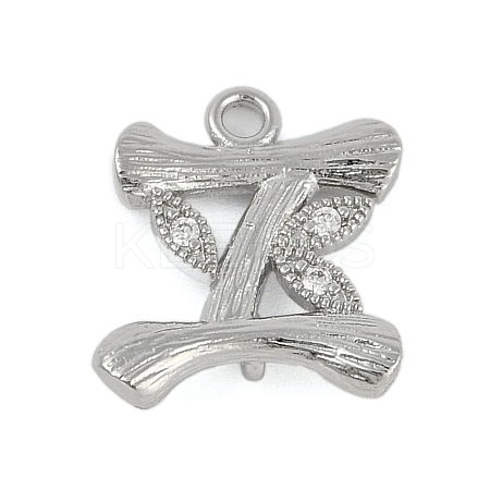 Brass Crystal Rhinestone Letter Links Connector Charms KK-S395-06P-I-1