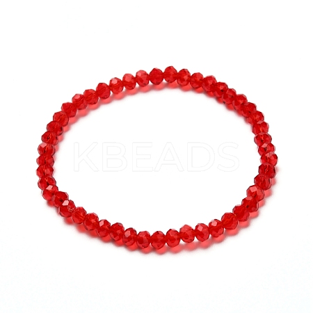 Faceted Glass Rondelle Beads Stretch Bracelet for Kid BJEW-JB06807-01-1