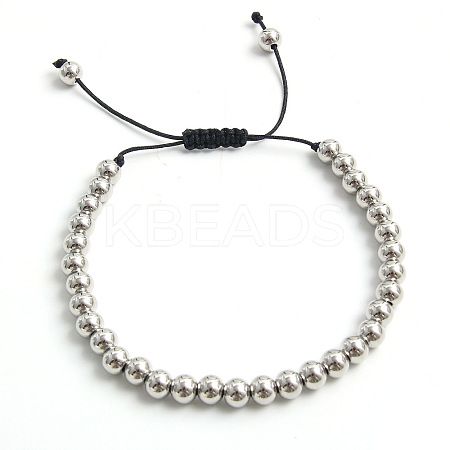 Adjustable Electroplate Titanium 304 Stainless Steel Beads Braided Bead Bracelets for Women Men DG2907-6-1