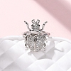 Brass Micro Pave Cubic Zirconia Adjustable Open Cuff Rings for Women RJEW-A072-01D-P-2