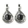 Natural Black Silk Stone Pendants G-Q158-05P-11-1