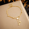 304 Stainless Steel Pave Natural Shell & Crystal Rhinestone Charm Double Layer Anklets for Women FS-WGA3011-02-1
