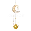 Wire Wrapped Natural Yellow Quartz Moon with Tree of Life Pendant Decorations HJEW-K046-07G-02-2