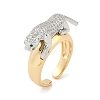 Brass Micro Pave Clear Cubic Zirconia Cuff Rings for Women Men RJEW-Z080-02GP-01-4