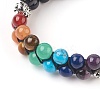 Chakra Natural Black Agate Braided Bead Bracelets BJEW-O164-A10-3
