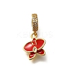 Brass Clear Cubic Zirconia Flower European Dangle Charms KK-M313-38G-02-1