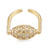 Clear Cubic Zirconia Oval Open Cuff Ring RJEW-G261-21G-1
