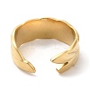 304 Stainless Steel Leaf Open Cuff Ring for Women RJEW-I098-07G-3