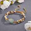 Natural Green Aventurine Teardrop Link Braided Bead Bracelet BJEW-SZ0002-54D-3