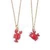 2Pcs 2 Styles Ocean Red Crab & Lobster Alloy Enamel Pendant 304 Stainless Steel Cable Chain Necklaces NJEW-JN05884-2
