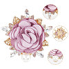Cloth Rose with Crystal Rhinestone Brooch Pin JEWB-WH0028-13LG-6