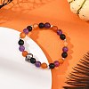Halloween Natural Black Onyx(Dyed & Heated) & Amethyst & Carnelian Round Beaded Stretch Bracelets for Women BJEW-TA00767-1