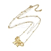 PVD Vacuum Plating 304 Stainless Steel & Plastic Imitation Pearl Double Layer Bowknot Pendant Necklaces NJEW-I129-03G-2