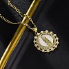 Brass Clear Cubic Zirconia Flat Round with Virgin Mary Pendant Necklaces LS-NJEW-C071-07A-G-2