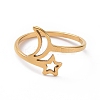 Ion Plating(IP) 201 Stainless Steel Moon & Star Finger Ring RJEW-J051-28G-2