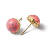 Enamel Half Round Stud Earrings EJEW-P229-01G-07-2
