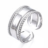 Non-Tarnish 304 Stainless Steel Triple Line Open Cuff Ring RJEW-T023-35P-3