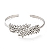 Non-Tarnish Hollow Out 304 Stainless Steel Leaf Cuff Bangles LS-BJEW-G694-07P-2