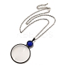 Flat Round Glass Magnifying Pendant Necklace for Women LS-NJEW-K125-01B-04-1